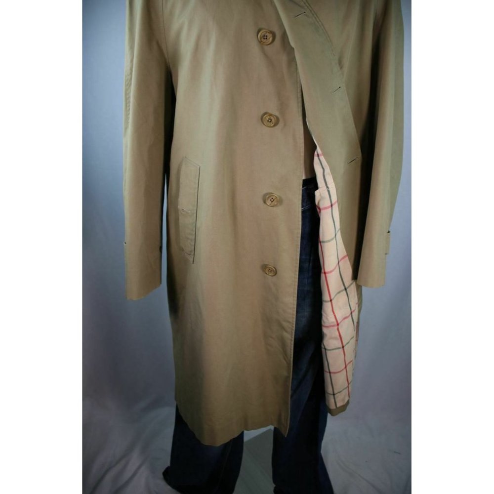 Burberry tan plaid trench coat
